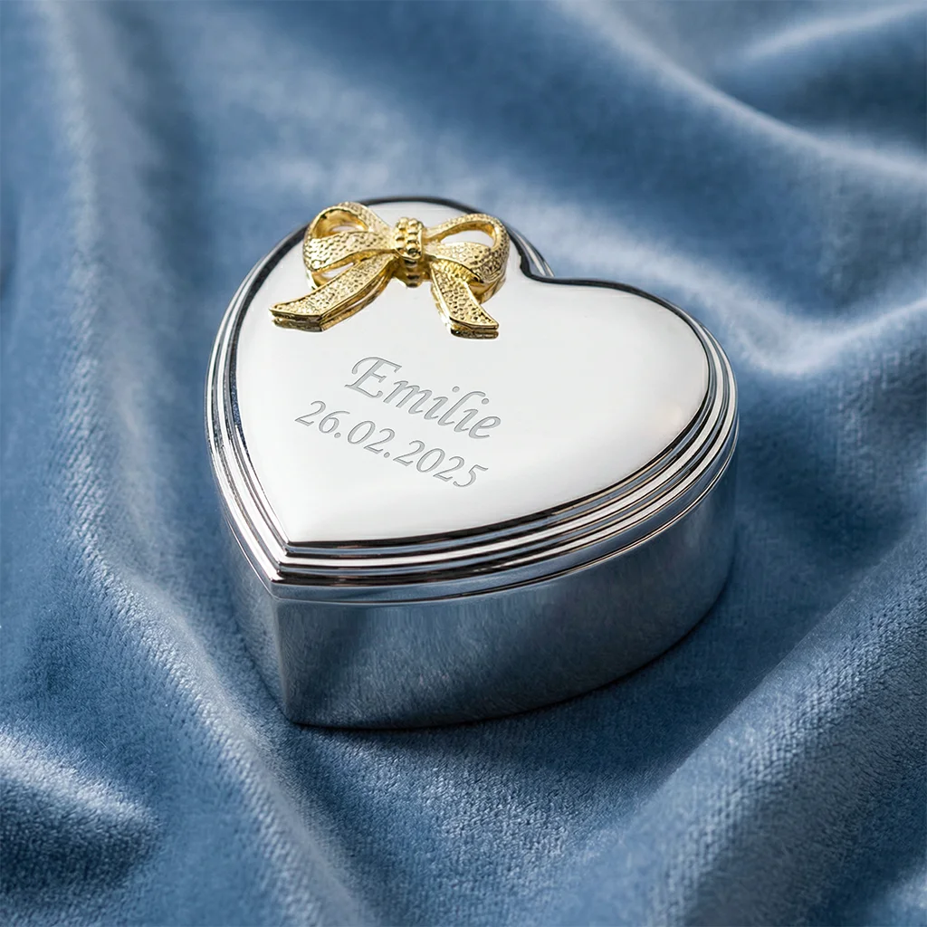 Forkromet smykkeskrin m. forgyldt sløjfe, 10cm | Nordahl Andersen