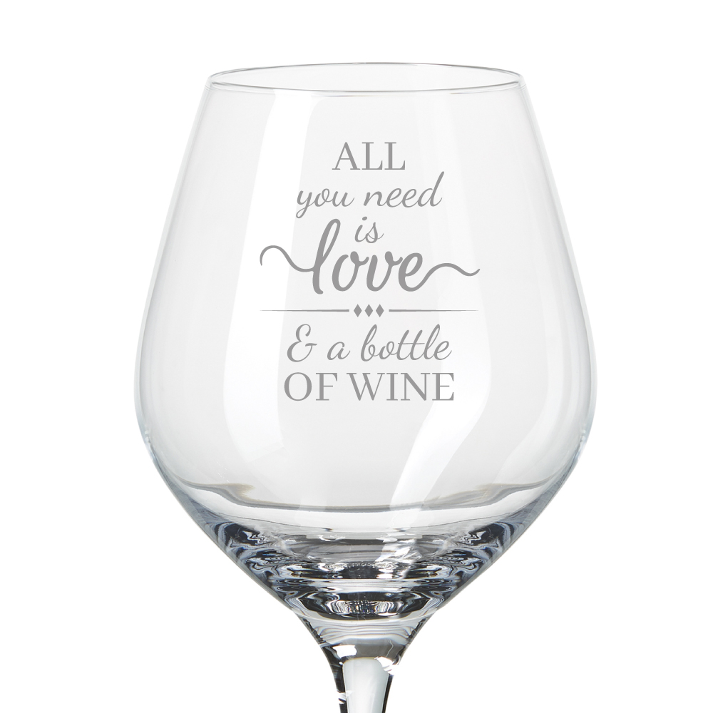 Citat glas | Rødvinsglas | you need is love & a bottle of wine