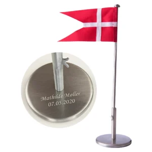 Bordflagstang med gravering