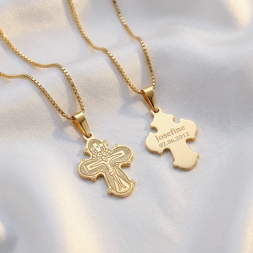 Dagmarkors halskæde 17mm, med gravering | 8kt. guld | Siersbøl