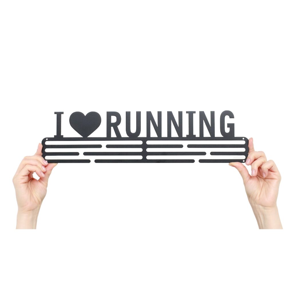 Medalje ophæng med I Love Running i sort