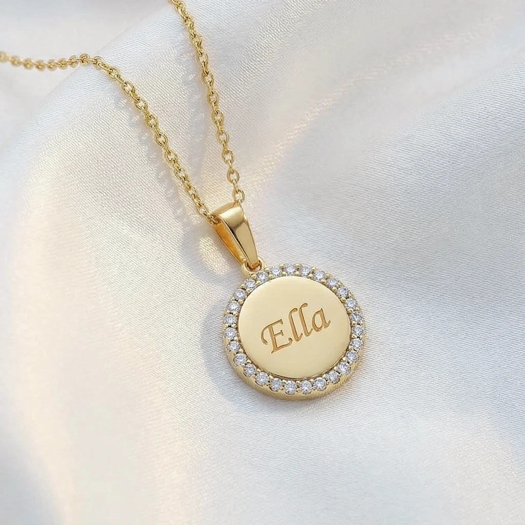 Cirkel Halskæde m/zirkoner | 8 kt. guld | Siersbøl