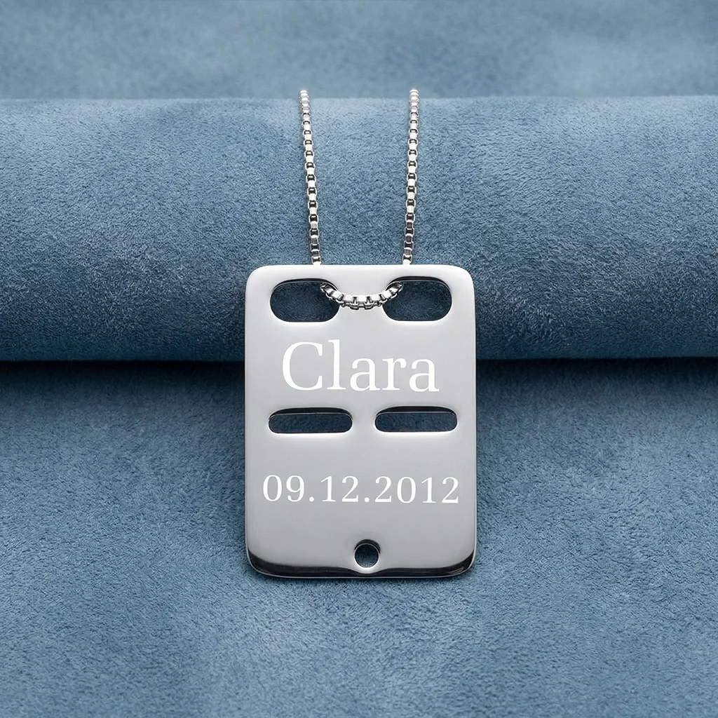 Kadaverskilt-ID tag, 20x14mm , Sølv | Scrouples