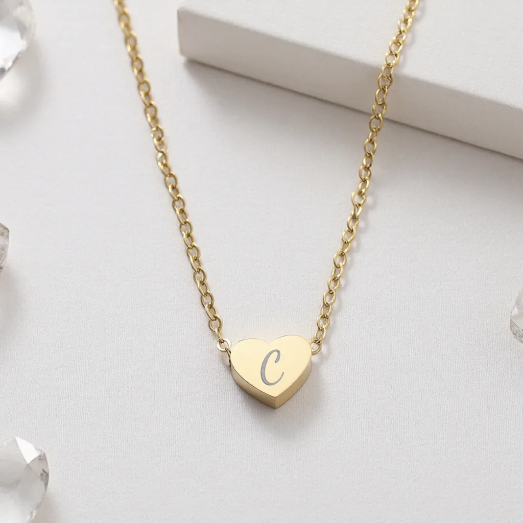 Lille hjerte halskæde, gennemgående kæde, 18k forgyldt | CC Jewelries