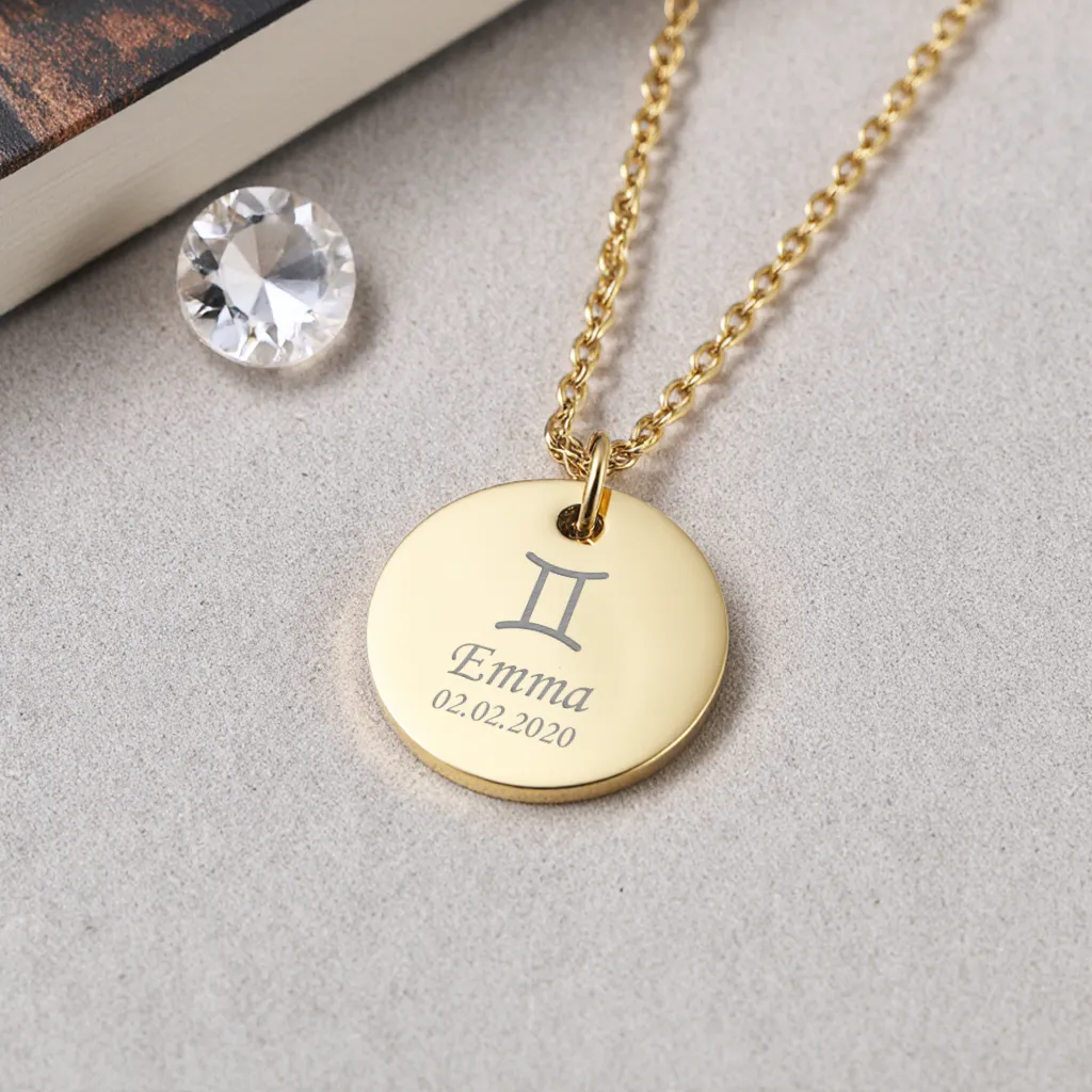 Stjernetegns halskæde med gravering. 18k forgyldt | CC Jewelries