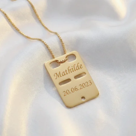 ID tag i 8kt guld med gratis gravering fra Scrouples