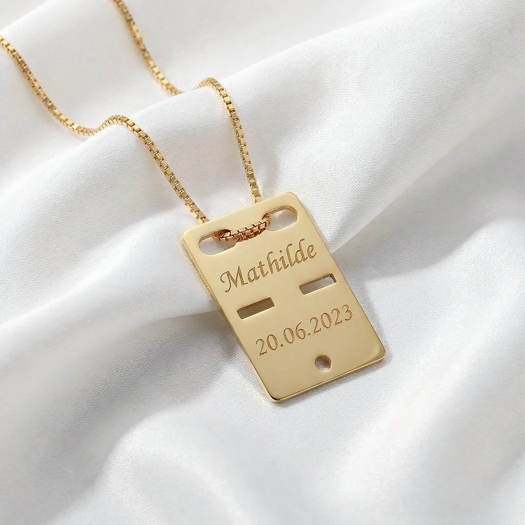 Kadaverskilt-ID tag, 20x14mm m. gravering | 8 kt. guld | Scrouples