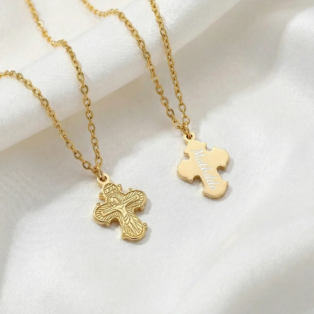 Dagmarkors halskæde 10,5mm, blank med gravering | 8 kt. guld | Siersbøl