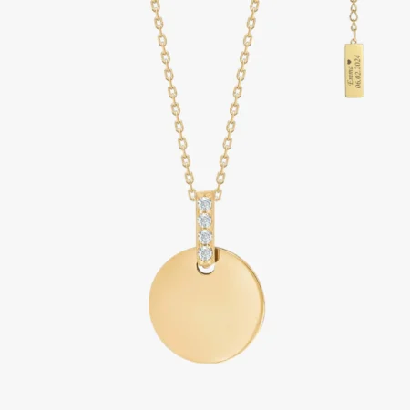 8kt. guldvedhæng rund plade m/cz 10mm fra Siersbøl med gratis gravering