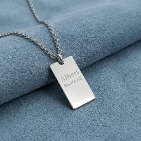 Blank halskæde, stål med gravering på bagsiden fra Son of NOA