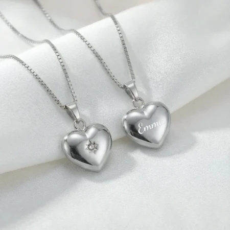sølv rhod. vedhæng hjerte med cz 17x10mm og gratis gravering fra Siersbøl