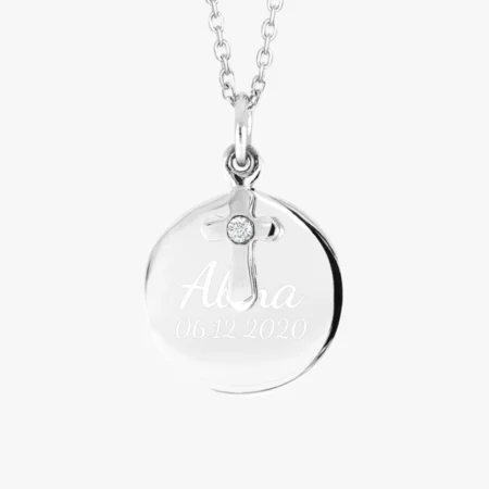 Sølv halskæde kors m/cz og gravering fra Siersbøl