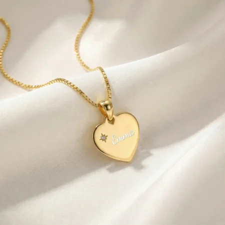 Forg. sølvvedhæng hjerteplade m/cz og gravering fra Siersbøl