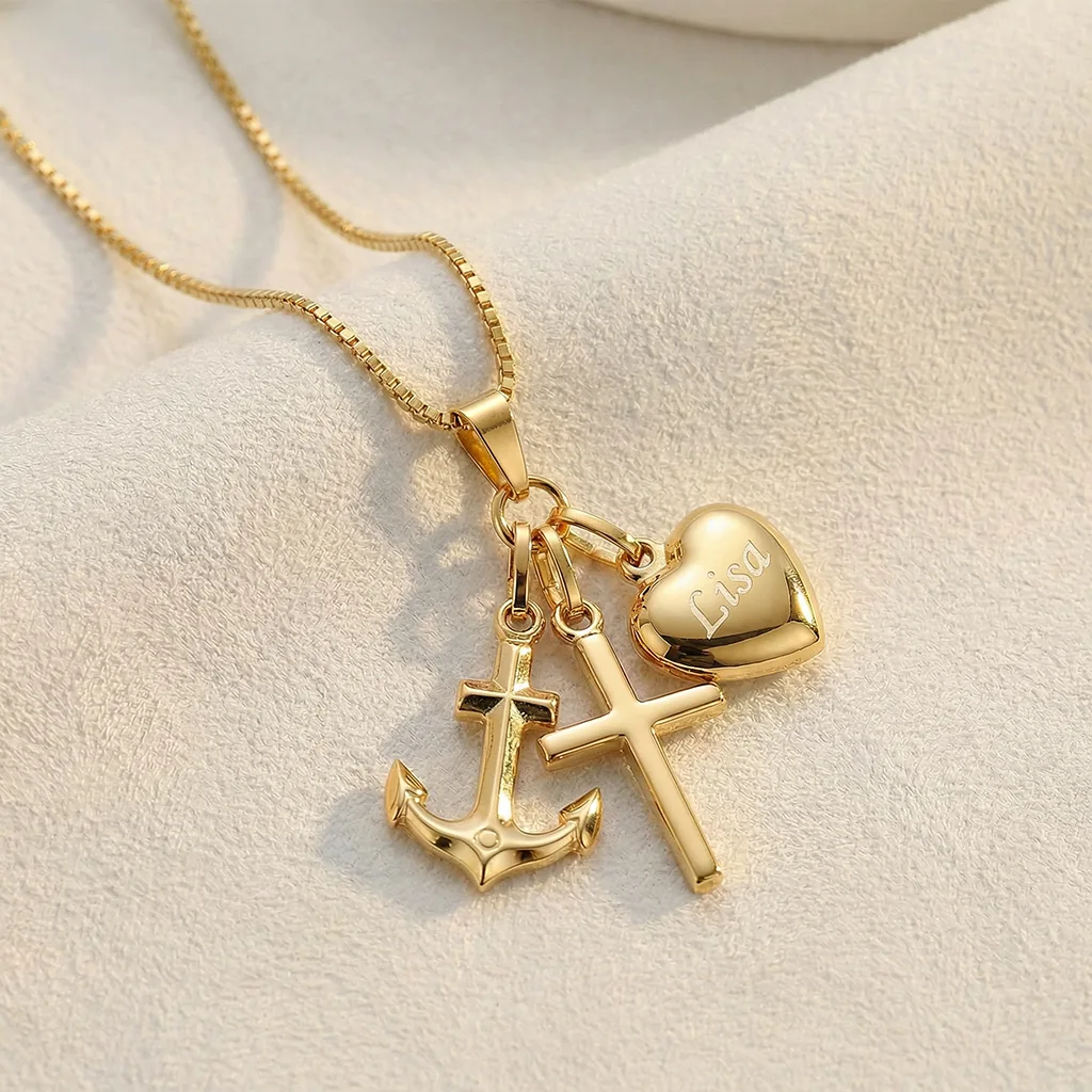 Tro-håb-kærlighed Halskæde, Forgyldt sølv, Scrouples