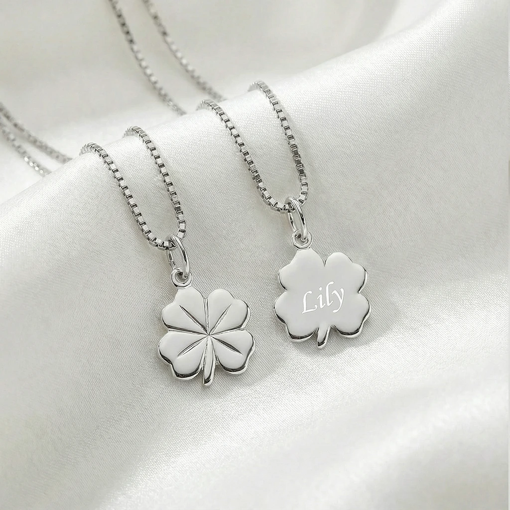 kløver 13 mm. Sølv halskæde, inkl. kæde, Scrouples