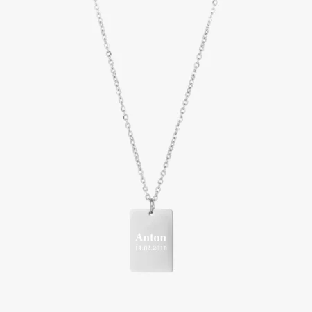 Blank halskæde, stål med gravering på bagsiden fra CC Jewelries | C.Centrum