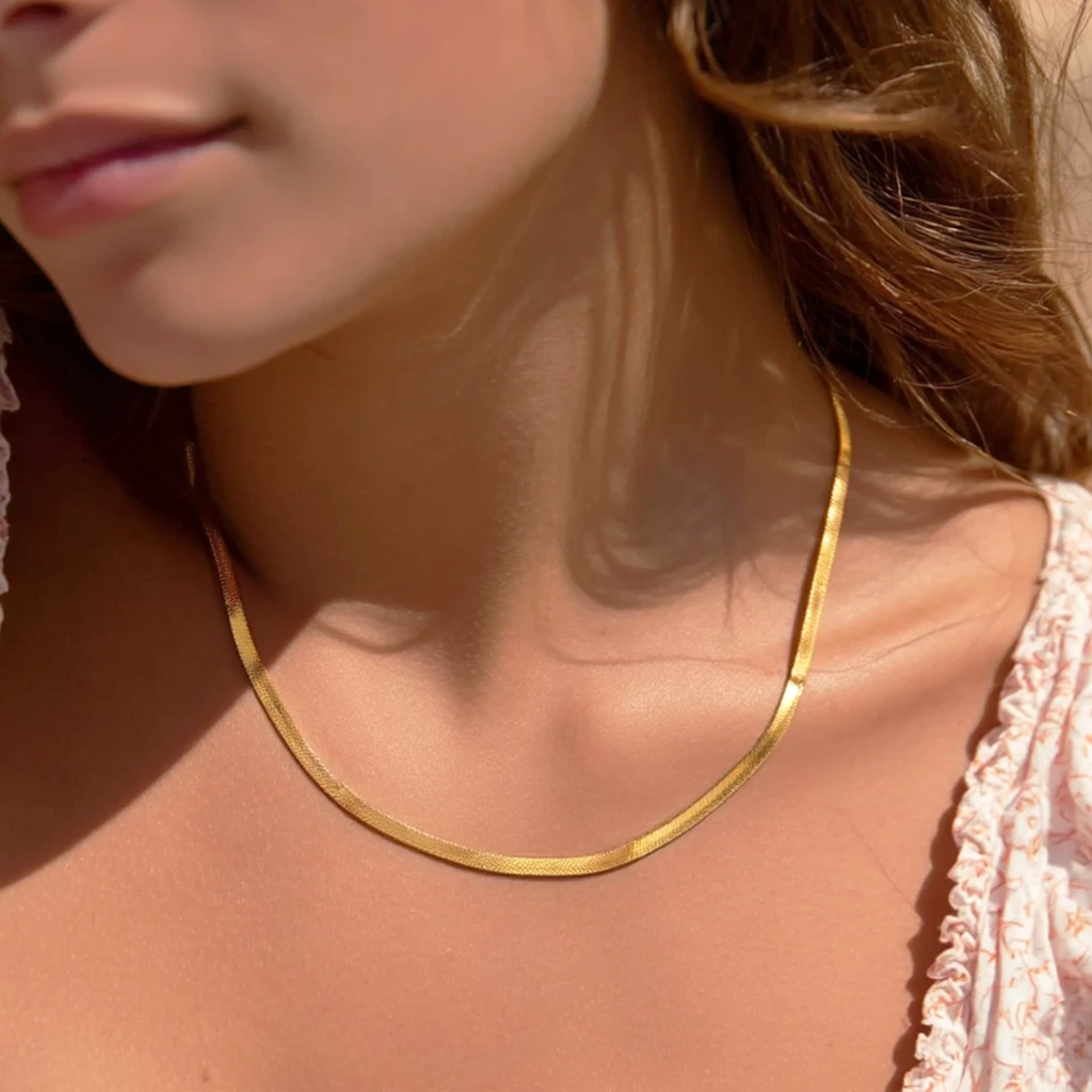 Flad Snake halskæde, 4mm, med gravering | CC Jewelries