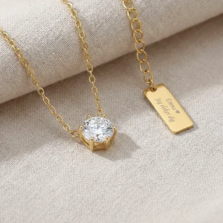 Zircon Halskæde med gravering på haleplade, CC Jewelries | C.Centrum
