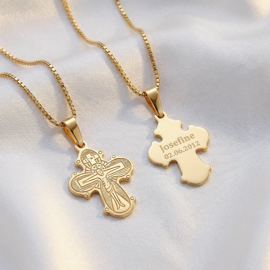 Dagmarkors halskæde 21mm, med gravering | 8kt. guld | Siersbøl