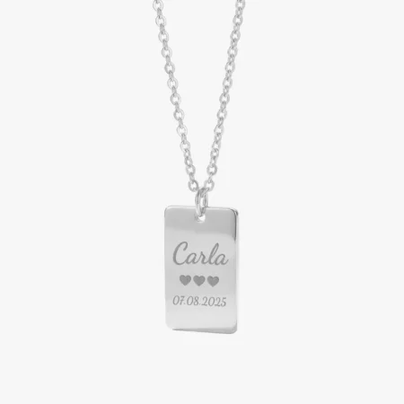Blank halskæde, Sølvfarvet med gravering på bagsiden fra CC Jewelries | C.Centrum