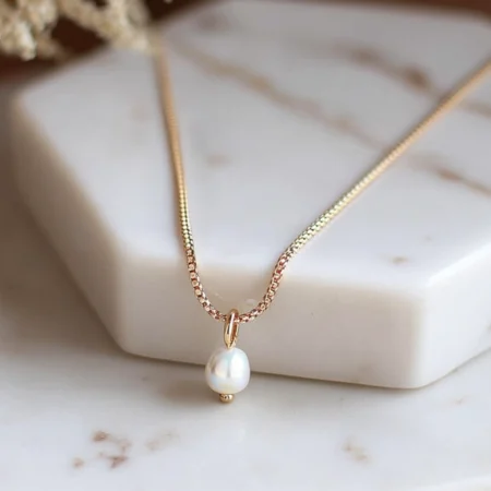 Single Ferskvandsperle halskæde fra CC Jewelries