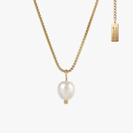 Single Ferskvandsperle halskæde fra CC Jewelries