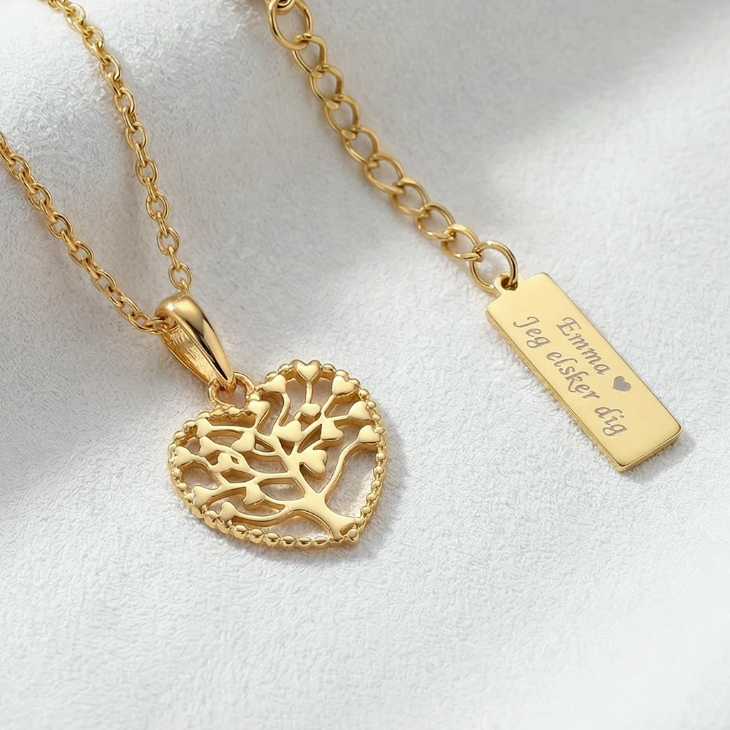 Livets Træ hjerte halskæde | 8 kt. guld | Scrouples