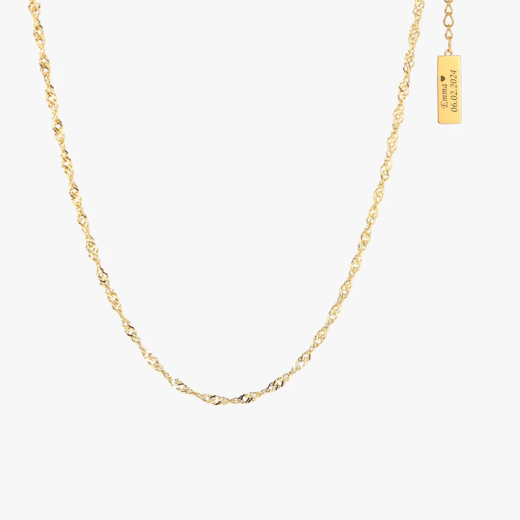 Tynd Rebkæde halskæde, med gravering | CC Jewelries