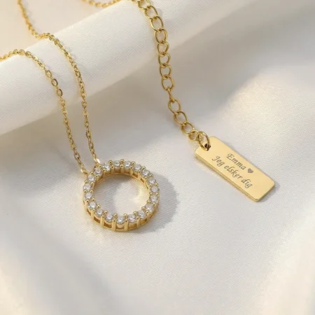 Sølv halskæde cirkel 14mm OBINOR med gravering | C.Centrum