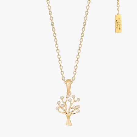 8 kt. livets træ halskæde med zirkoner fra Siersbøl | Gratis gravering | C.Centrum