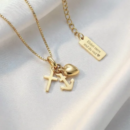 Tro håb og kærligheds halskæde i 8kt guld. med gratis gravering, Scrouples ´| C.Centrum