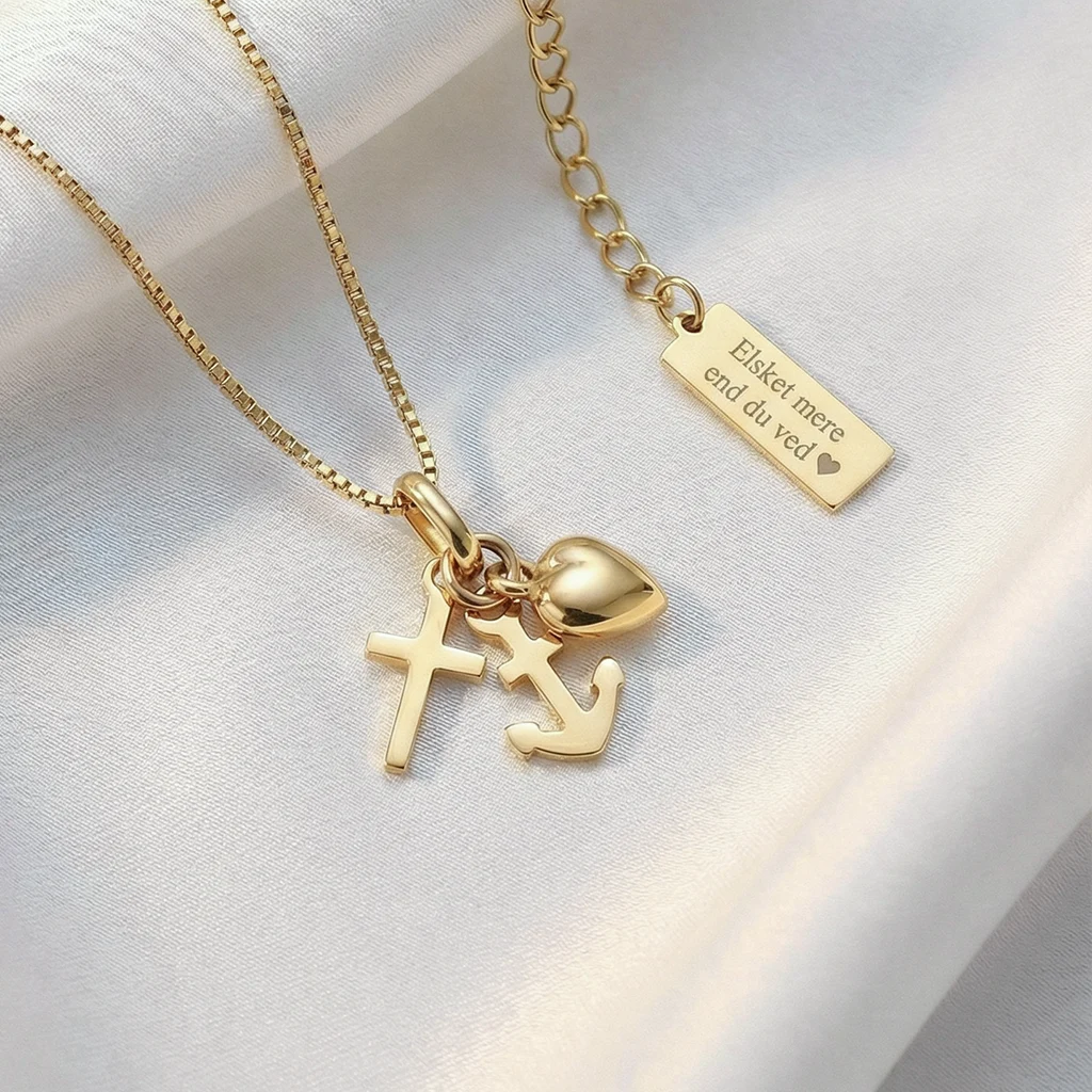 Tro-håb-kærlighed Halskæde | 8 kt. guld | Scrouples