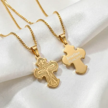 Guld dagmarkors 19mm, blank med gravering, Siersbøl | C.Centrum