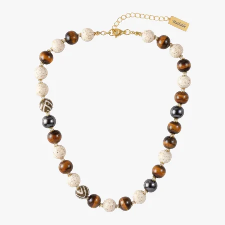 Håndmalet perlehalskæde fra Kazuri med gravering på halepladen | C.Centrum