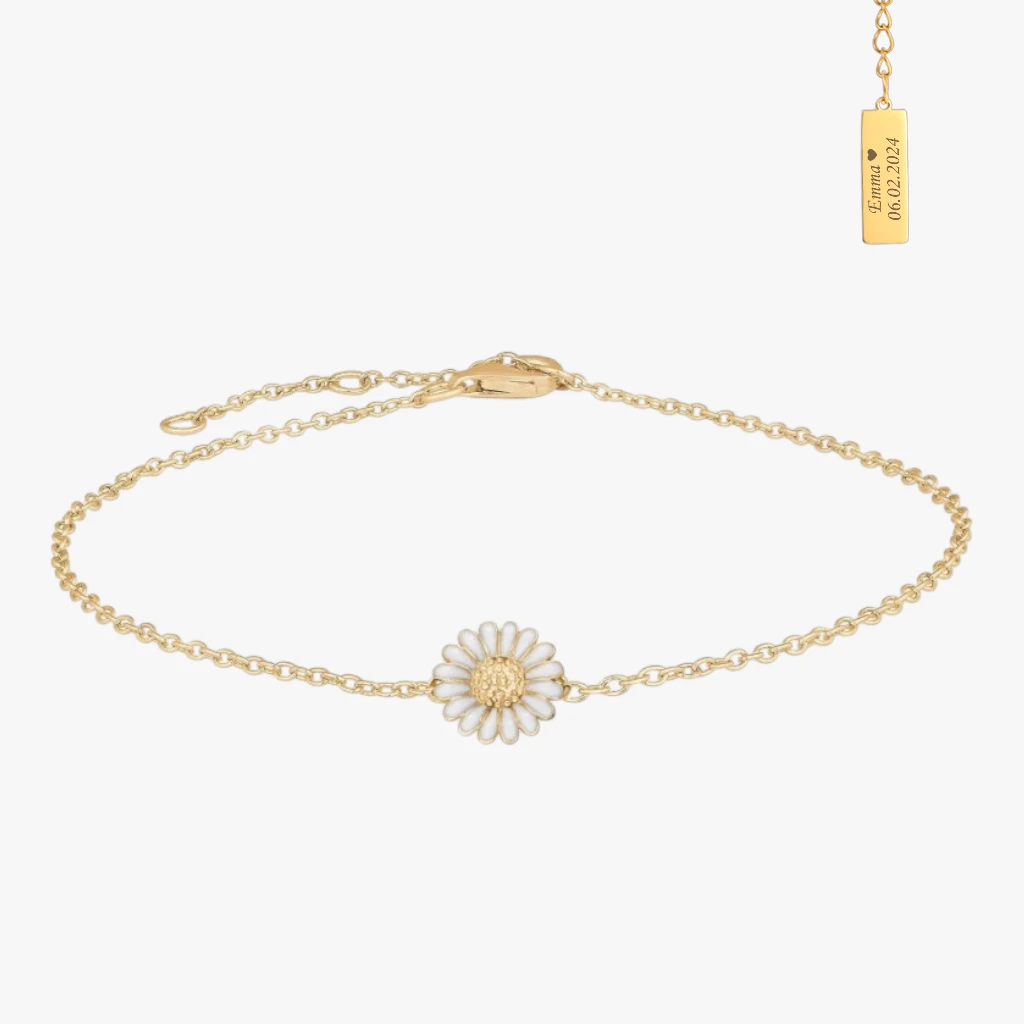 Marguerit Armbånd, m. gravering. Forgyldt sølv | Siersbøl