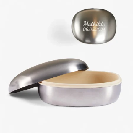 Børstet stål smykkeskrin i stål med gravering fra Piet Hein | C.Centrum