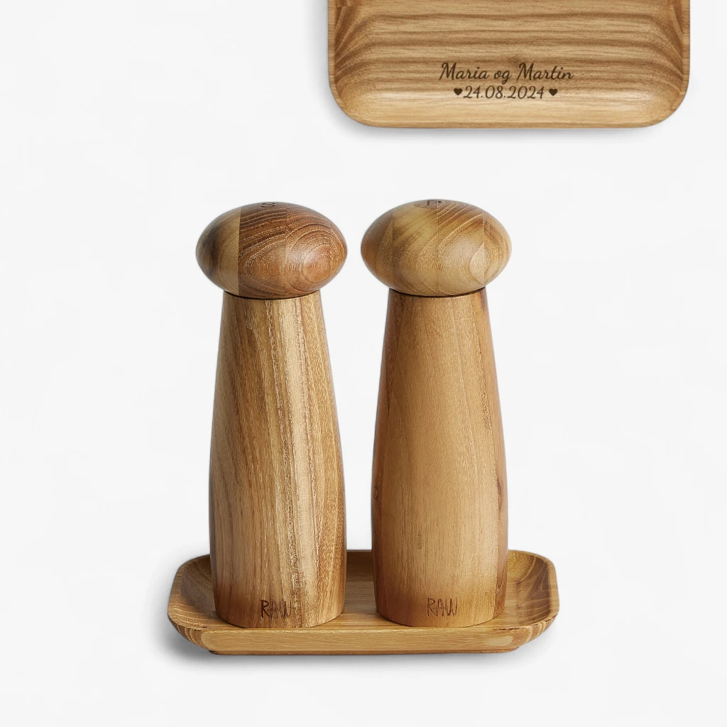 Keramisk kværnesæt med bakke, Salt og Peber | Aida billede