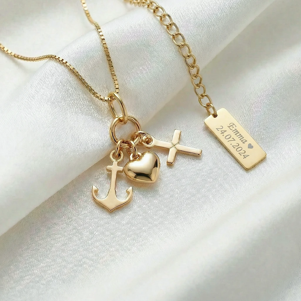 Tro, håb og kærlighed Halskæde, Forgyldt sølv | Siersbøl