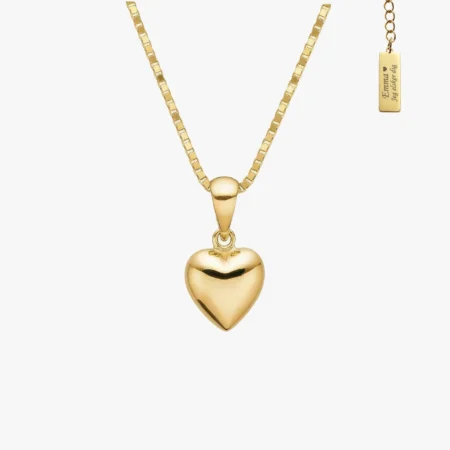 8 kt. guld hjerte halskæde fra Siersbøl med 18k forgyldt kæde. Gratis gravering på halepladen. C.Centrum