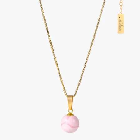 Håndmalet perlehalskæde, Rosa fra Kazuri med gravering på halepladen | C.Centrum