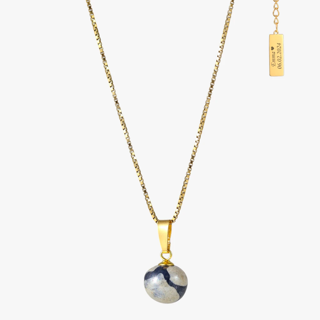 Håndmalet Keramik Perle halskæde, Classic Blue, girafmønster | Kazuri