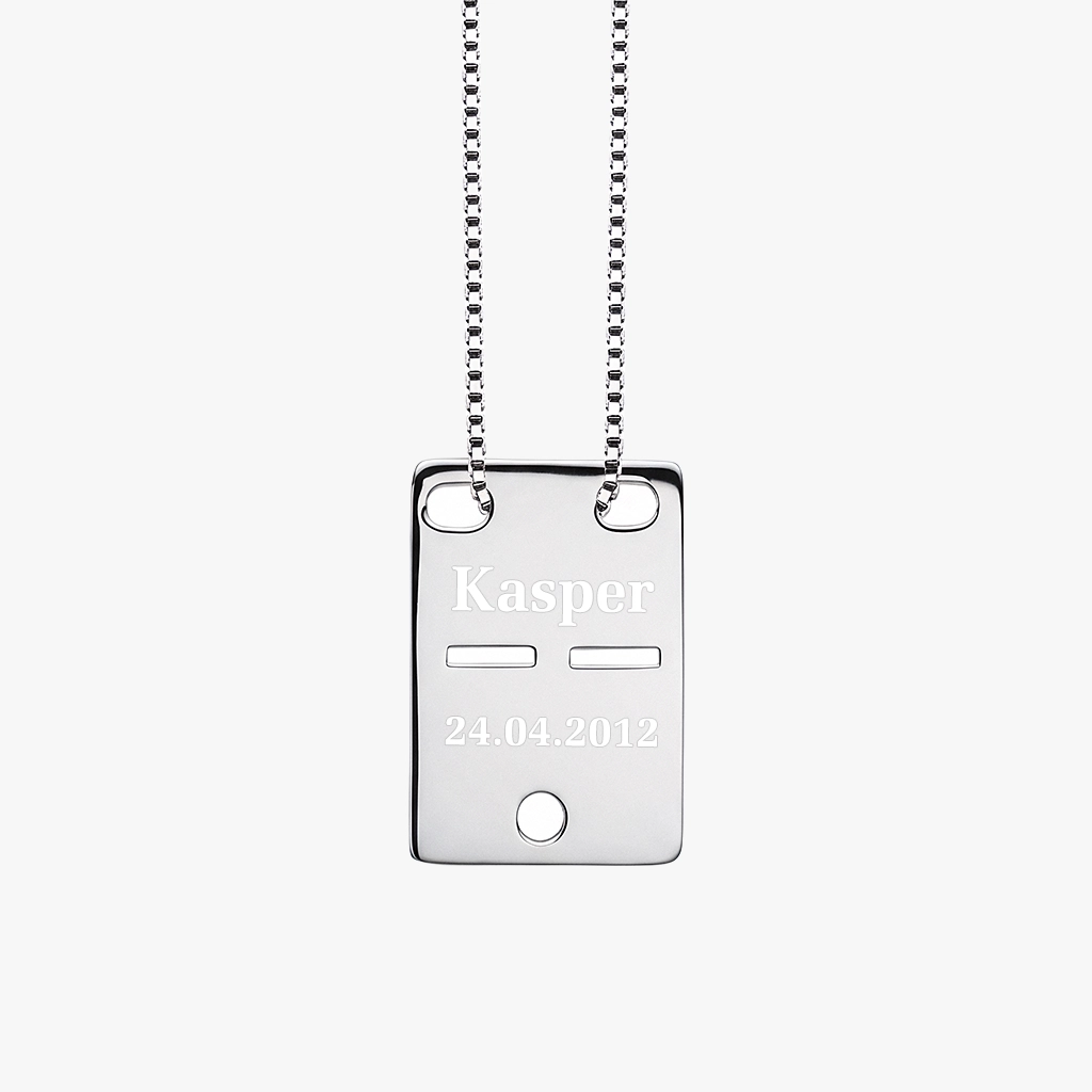 Kadaverskilt-ID tag, 26x18mm , Sølv | Siersbøl