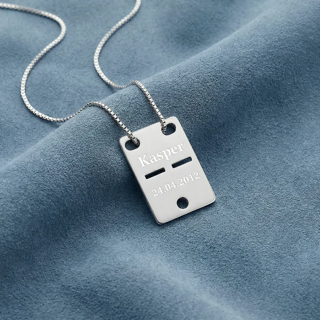 Kadaverskilt-ID tag, 26x18mm , Sølv | Siersbøl