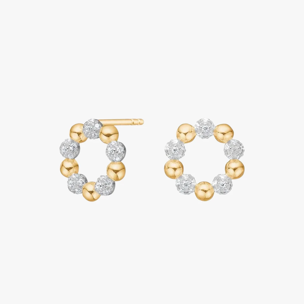 Pennynor øreringe, m. kugler | Forgyldt sølv | Joanli Nor