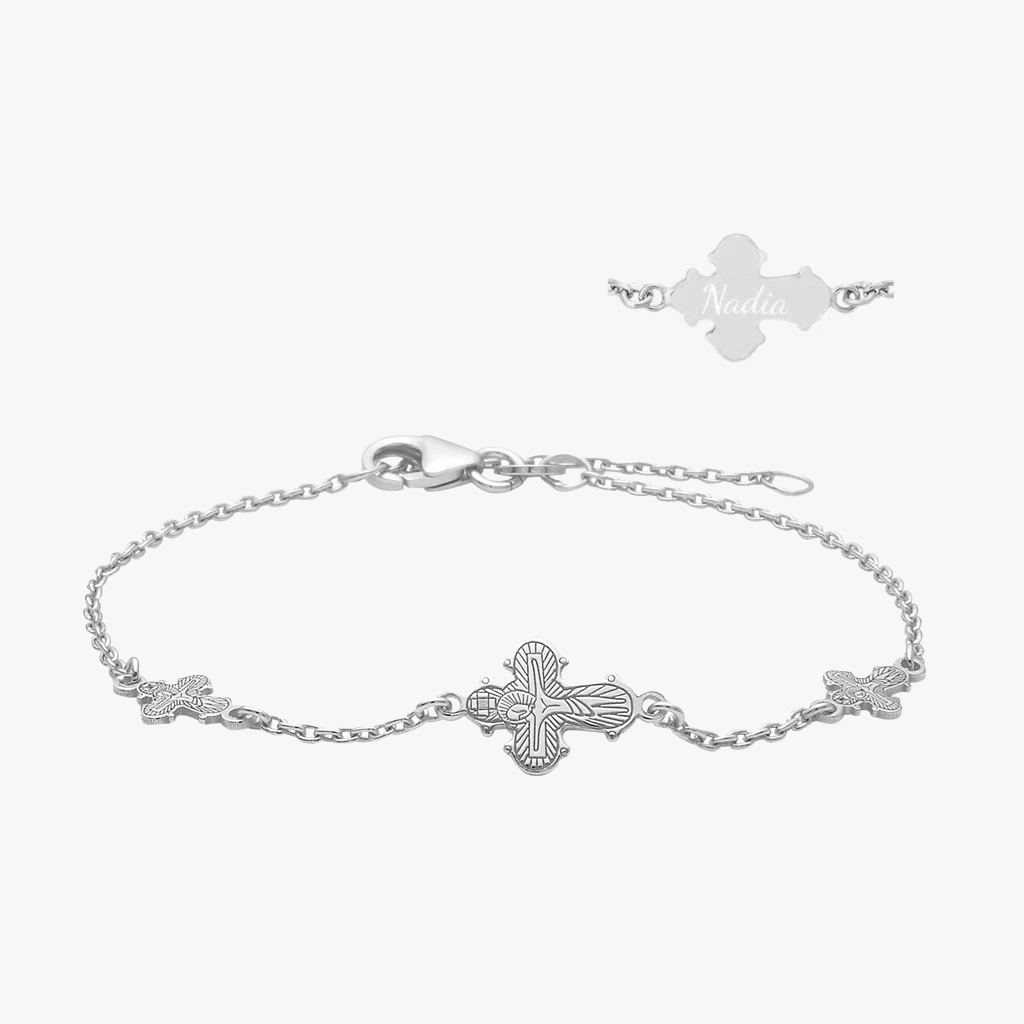 Dagmarkors armbånd, 3 kors, Bagside med gravering. Sølv | Siersbøl