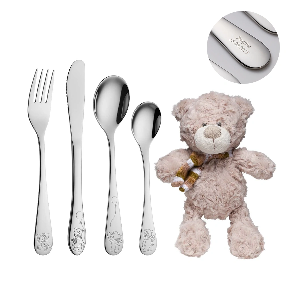 Dåbsbestik m. Teddy inkl. bamse | Nordahl Andersen