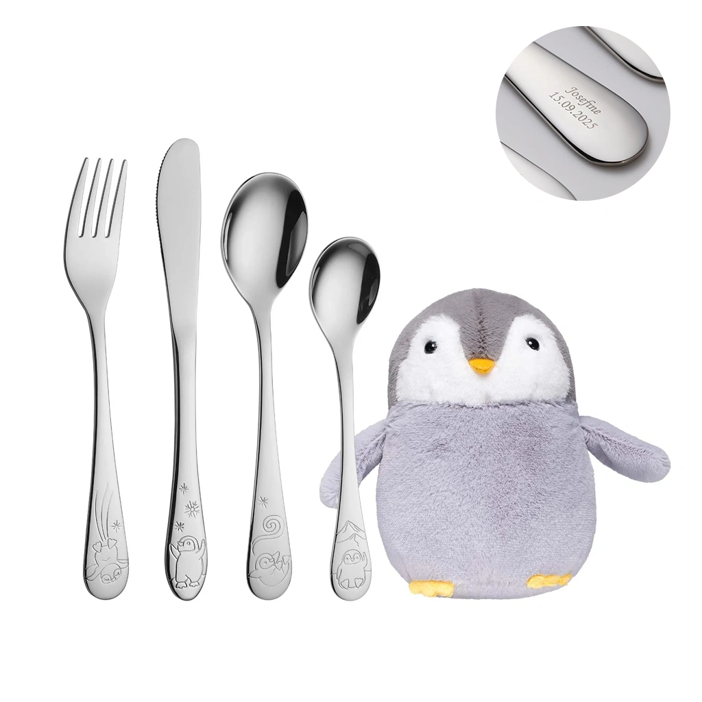 Dåbsbestik m. Pingvin inkl. bamse | Nordahl Andersen