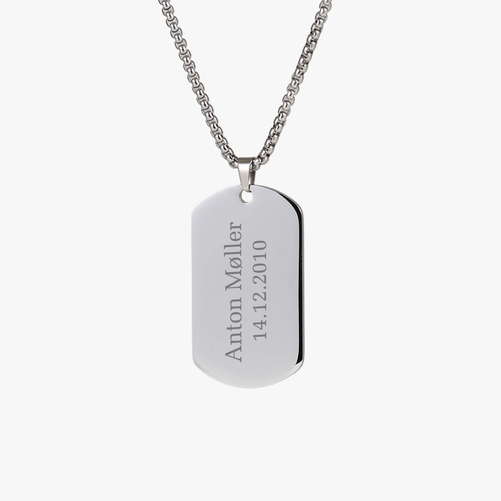 Dogtag m. gravering, Stål | CC Jewelries