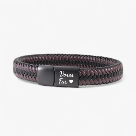 Klassisk sort/brunt læder armbånd i flettet læder