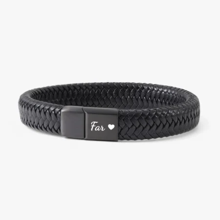 Klassisk sort læder armbånd i flettet læder